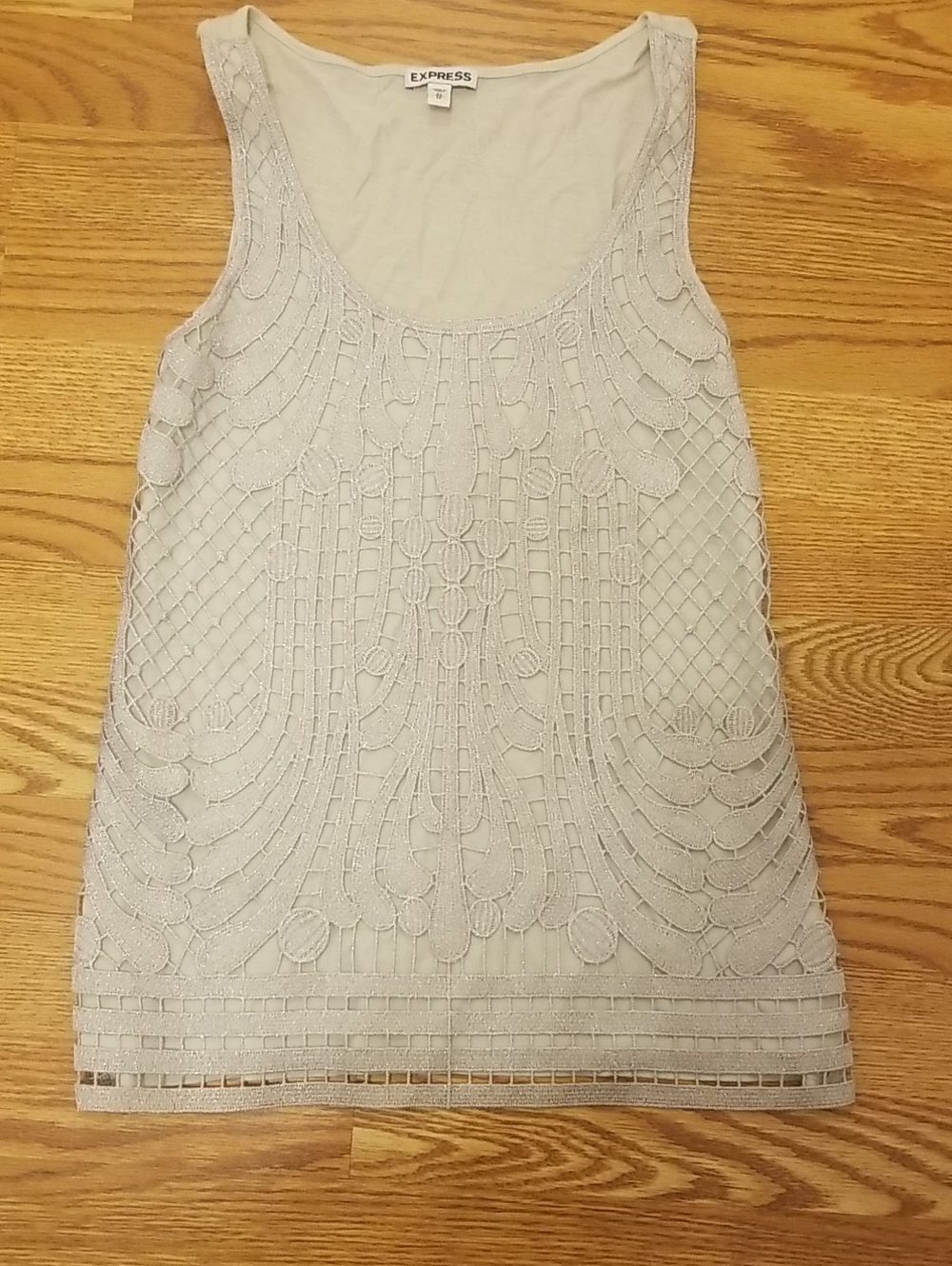 Express Light Gray Beaded Embellished Tank Top
